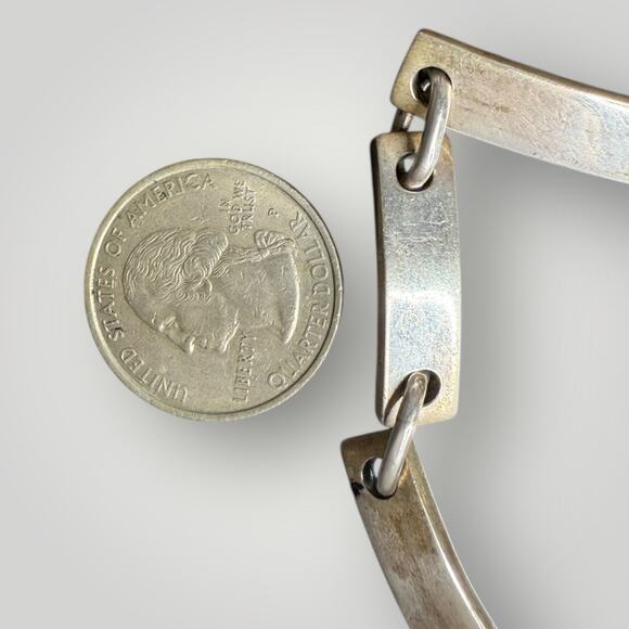 Vintage Mexico 925 Sterling Silver Link Bracelet Toggle Clasp 28.9g sz 7,5 - Picture 5 of 7